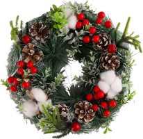 Прикраса декоративна Вінок новорічний з шишкам30см