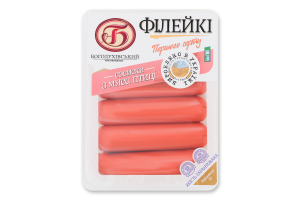 Сосиски из мяса птицы Филейки Богодухівський м'ясокомбінат 1с лоток 0.275кг