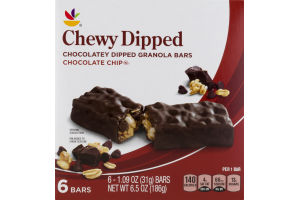 Ahold Chewy Chocolatey Dipped Granola Bars Chocolate Chips - 6 CT