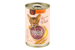 Корм дополнительный для котов Напиток с курицей Delickcious ж/б 140г
