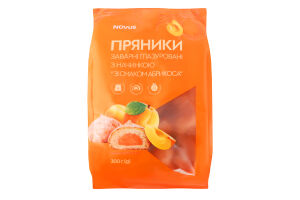 Пряники заварні глазуровані з начинкою Зі смаком абрикоса Novus м/у 300г