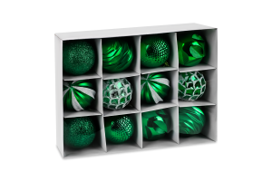 Набір куль новорічних зелених 6см 12шт KYYW098/2