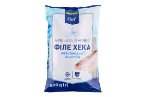 Филе хека аргентинского быстрозамороженное глазированное METRO Chef с/ш м/у 800г