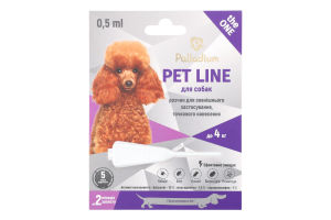 Краплі д/собак до 4кг Пет Лайн Зе Ван протипаразитні 0,5мл Палладіум