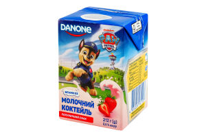 Коктейль молочный 2.5% стерилизованный Клубничный Paw Patrol Danone т/п 212г