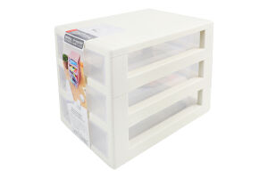 Органайзер біла троянда/прозорий на 3ящики універсальний Алеана