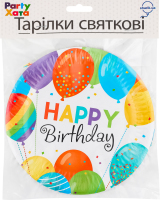 Тарілка паперова Хеппі Бьоздей з кульками 17см 6шт 1502-5771 Паті Хата