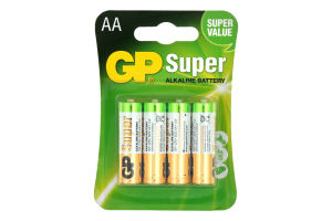 Батарейки 1.5V AA LR6 №GP15A-2UE4 Super GP 4шт