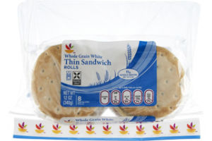 Ahold Whole Grain White Thin Sandwich Rolls - 8 CT
