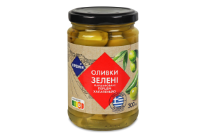 Оливки Премія зелені фаршировані перцем халапеньйо