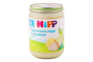 Пюре м'ясо-овочеве для дітей від 4міс картопляне з кроликом гомогенізоване стерилізоване Hipp с/б 190г