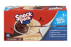 Snack Pack Pudding Chocolate, Vanilla - 36 CT