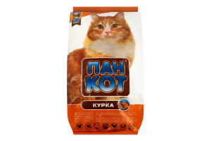 Корм сухий повнораціонний збалансований для дорослих кішок Курка Пан Кіт м/у 10кг