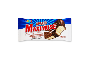 Морозиво 12% з комбінованим складом сировини арахісове з печивом у кондитерській глазурі Maximuse Laska м/у 90г