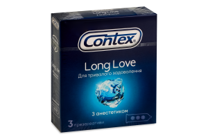 Презервативы латексные с силиконовой смазкой с анестетиком Long love Contex 3шт