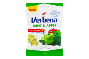 Цукерки м'які з вітамінами та м'ятно-яблучною начинкою Verbena м/у 60г