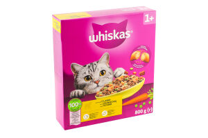 Корм сухой полнорационный для взрослых котов С ягненком Whiskas к/у 800г
