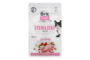 Корм сухий для дорослих котів гіпоалергенний Fresh Rabbit Sterilized Sensitive Care Brit м/у 400г