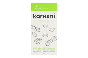 Шоколад из кэроба молочный с арахисом и солью без сахара Korysni к/у 90г