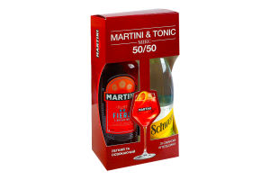 Набор Вермут 0.75л 15% красный сладкий Fiero Martini + Напиток безалкогольный Indian tonic Schweppes 1л к/у 2шт