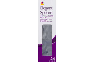 Ahold Elegant Spoons Crystal Clear Plastic - 24 CT