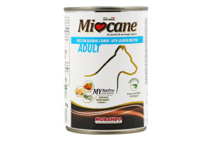 Корм д/собак з лососем та полбою 400г ж/б Міокане