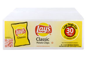 Lay's Classic Potato Chips Large Single Size Bags - 30 CT
