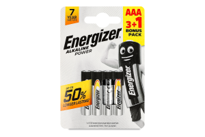 Батарейка AAA 1.5V LR03 Alkaline power Energizer 4шт