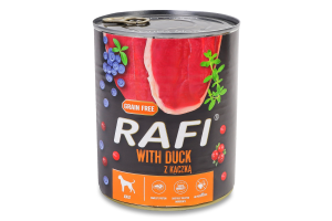 Корм д/собак з качкою 800г ж/б Рафі
