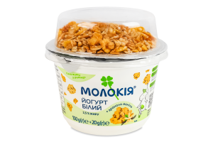 Йогурт 2.5% Белый 150г + гранола Ваниль 20г Молокія ст 170г