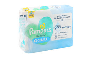 Детские Влажные Салфетки Pampers Harmonie Aqua 4 Упаковок = 192 Влажных Салфеток