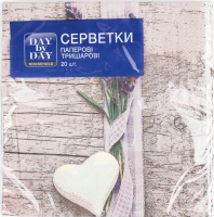 Салфетки бумажные 3-х слойные с тиснением по периметру 33x33см Лаванда Day by Day 20шт