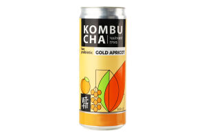 Напій бродіння фільтрований непастеризований з цукром Gold apricot Kombucha Vit-Fit з/б 0.33л