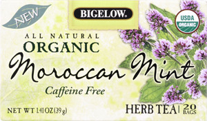 Bigelow All Natural Organic Moroccan Mint Caffeine Free Herb Tea - 20 Tea Bags