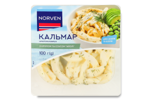 Кальмар кусочки вареные с укропом и соусом Айоли Norven лоток 100г