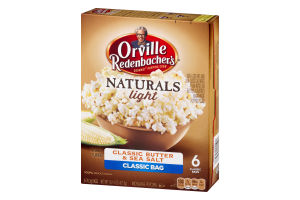 Orville Redenbacher's Naturals Light Gourmet Popping Corn Classic Bag Classic Butter & Sea Salt - 6 CT