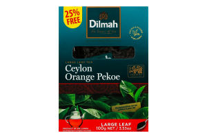 Чай черный цейлонский байховый цельнолистовой Orange pekoe Dilmah в/с к/у 100г