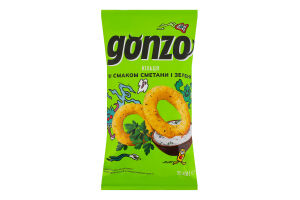 Кільця кукурудзяні зі смаком сметани та зелені Gonzo м/у 75г