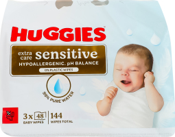 Салфетки влажные детские Sensitive Extra care Huggies 3х48шт