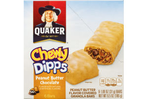Quaker Chewy Dipps Peanut Butter Chocolate Peanut Butter Flavor Covered Granola Bars - 6 CT