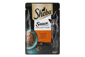 Корм консервований для дорослих котів З індичкою Sauce Collection Sheba д/п 85г