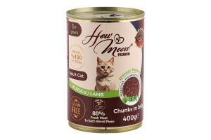 Корм д/дорослих котів з ягням 400г ж/б How Meow