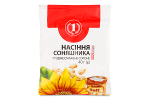 Семечки подсолнечника жареные соленые очищенные ТМ "1" м/у 40г
