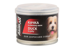 Корм д/дорослих собак Качка в ніжному желе 195г ж/б AnimAll