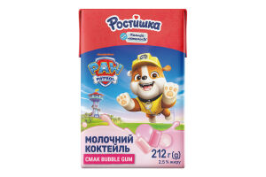Коктейль молочний 2.5% стерилізований збагачений вітаміном D Bubble gum Ростишка т/п 212г