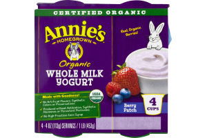 Annie's Homegrown Organic Whole Milk Yogurt Berry Patch - 4 CT