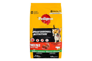 Корм сухой полнорационный для взрослых собак маленьких пород С говядиной и овощами Mini Pedigree м/у кг