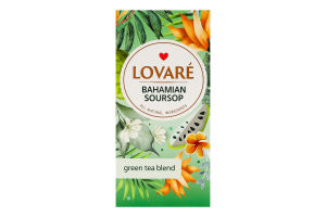 Чай зеленый байховый мелкий с фруктами, лепестками цветов и ароматом саусепа Bahamian soursop Lovare к/у 24х1.5г