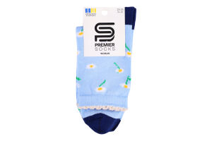 Шкарпетки жіночі Premier socks високі з фістонами квіти р.23-25 св блак Арт.1639
