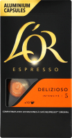 Кофе натуральный жареный молотый в капсулах Delizioso Espresso L'OR к/у 52г